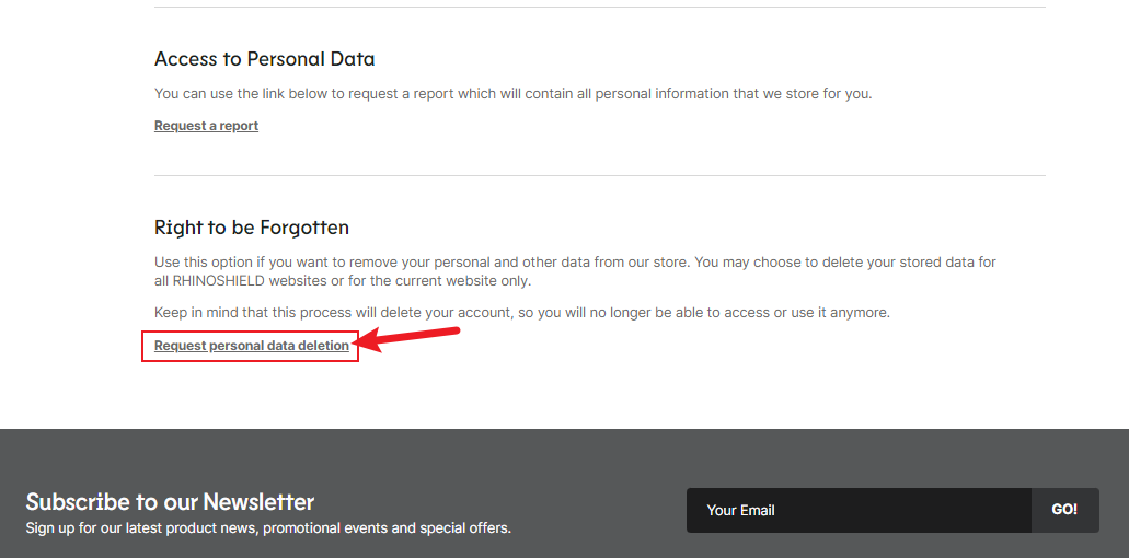 How can I submit my GDPR data erasure request? RhinoShield Support EU